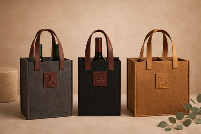 Wholesale Felt Wine Tote Bags | Customizable Felt Wine Bags in Bulk