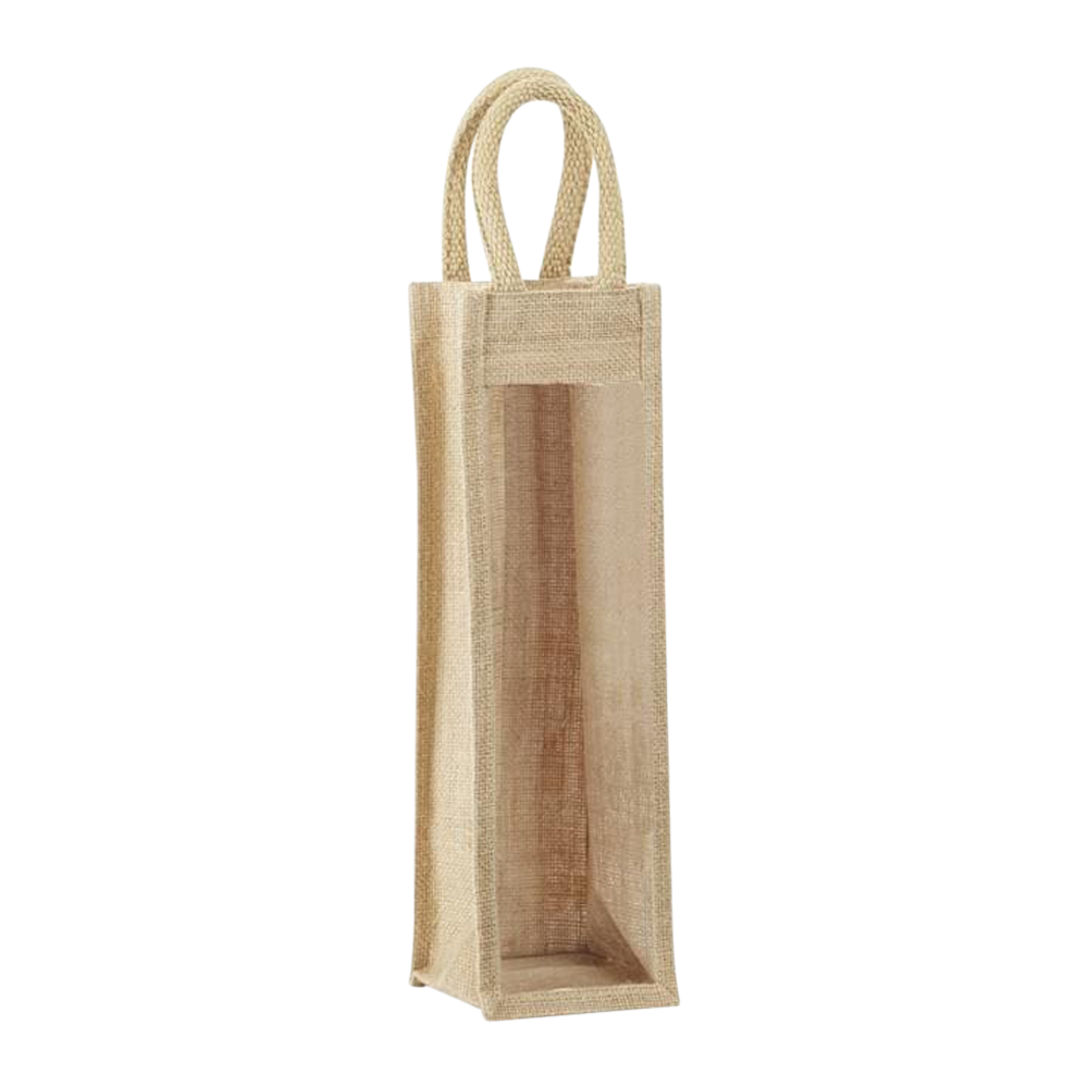 1-BOTTLE JUTE WINE TOTE