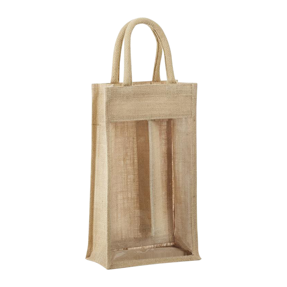 2-BOTTLE JUTE WINE TOTE