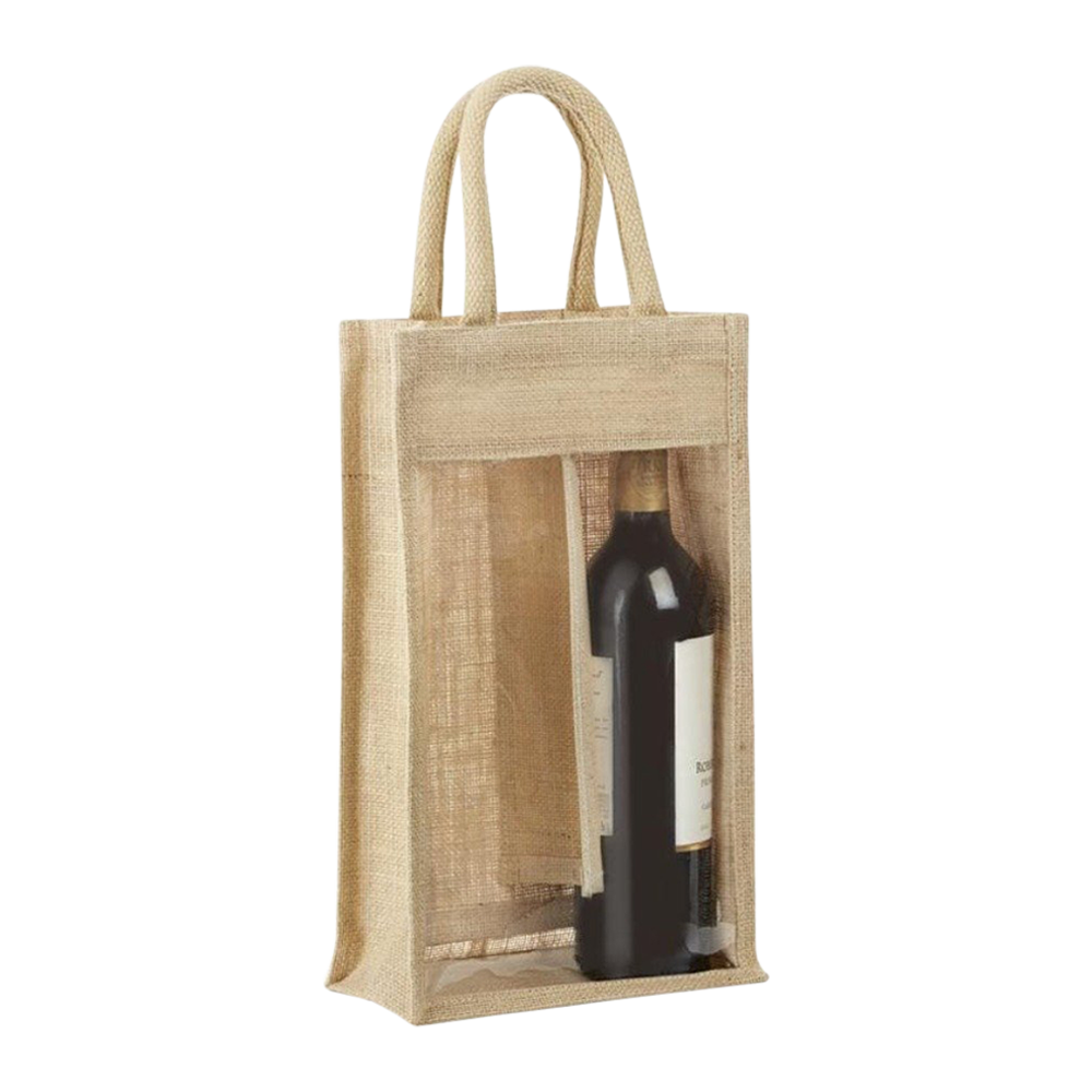 2-BOTTLE JUTE WINE TOTE