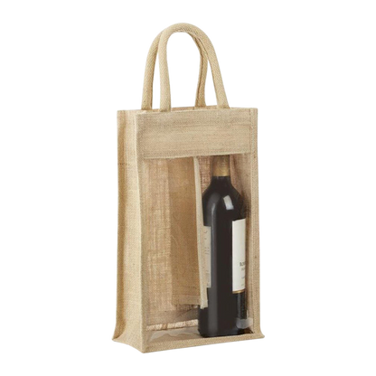 2-BOTTLE JUTE WINE TOTE