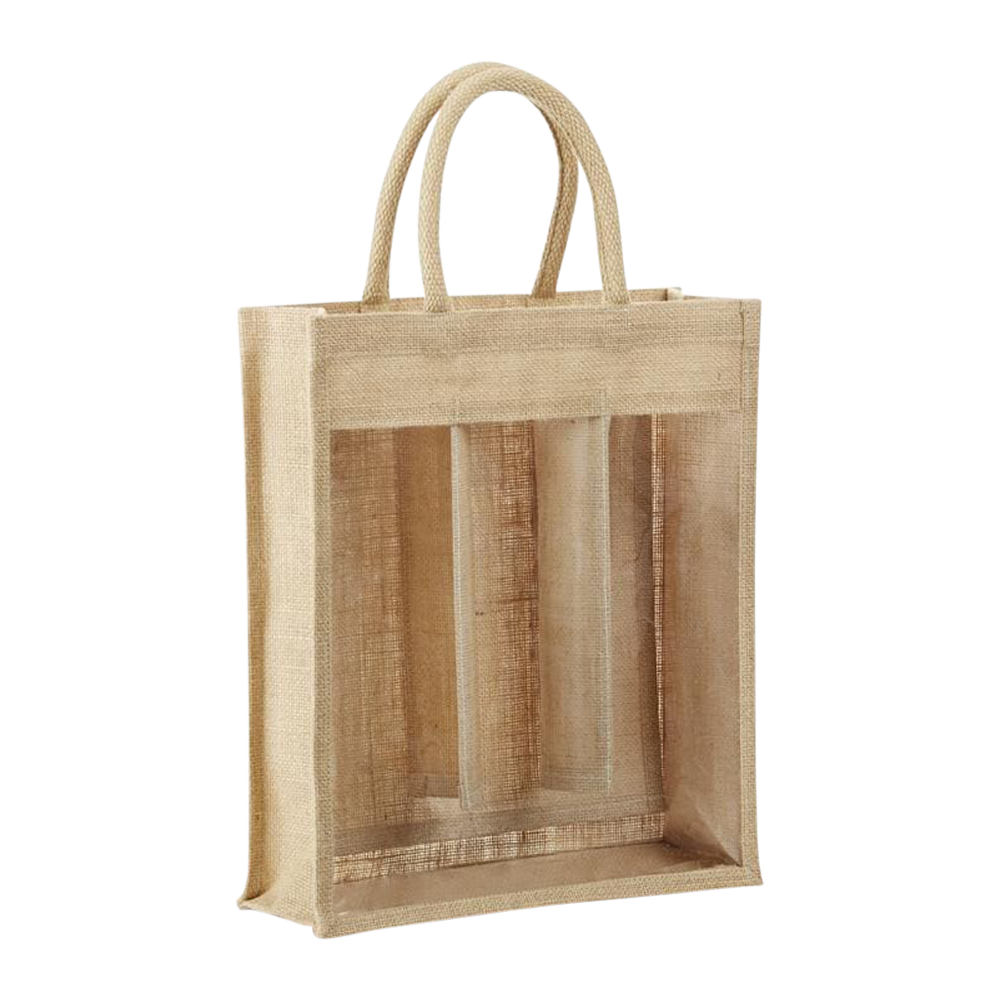 3-BOTTLE JUTE WINE TOTE