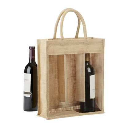3-BOTTLE JUTE WINE TOTE
