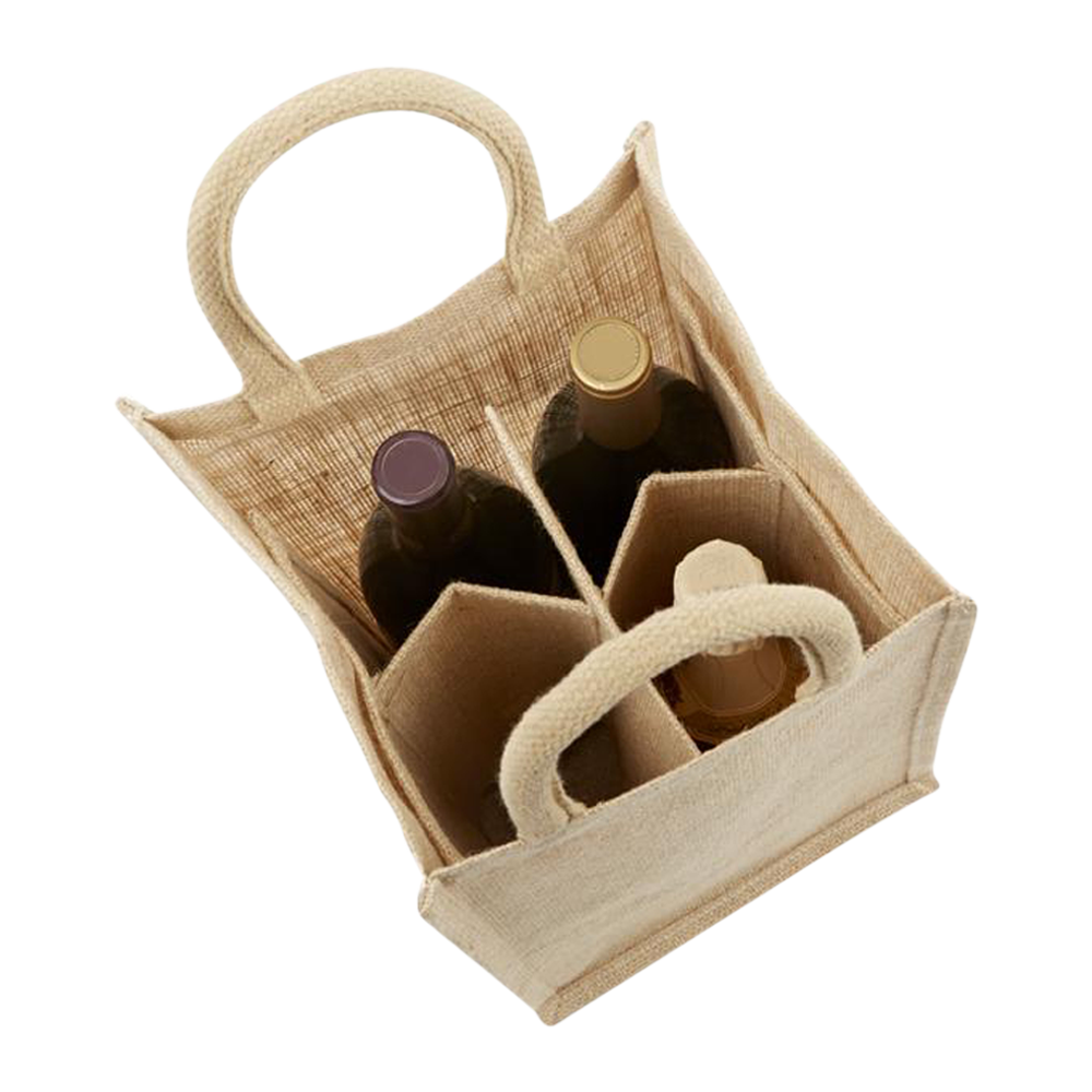 4-BOTTLE JUTE WINE TOTE