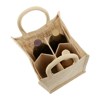 4-BOTTLE JUTE WINE TOTE