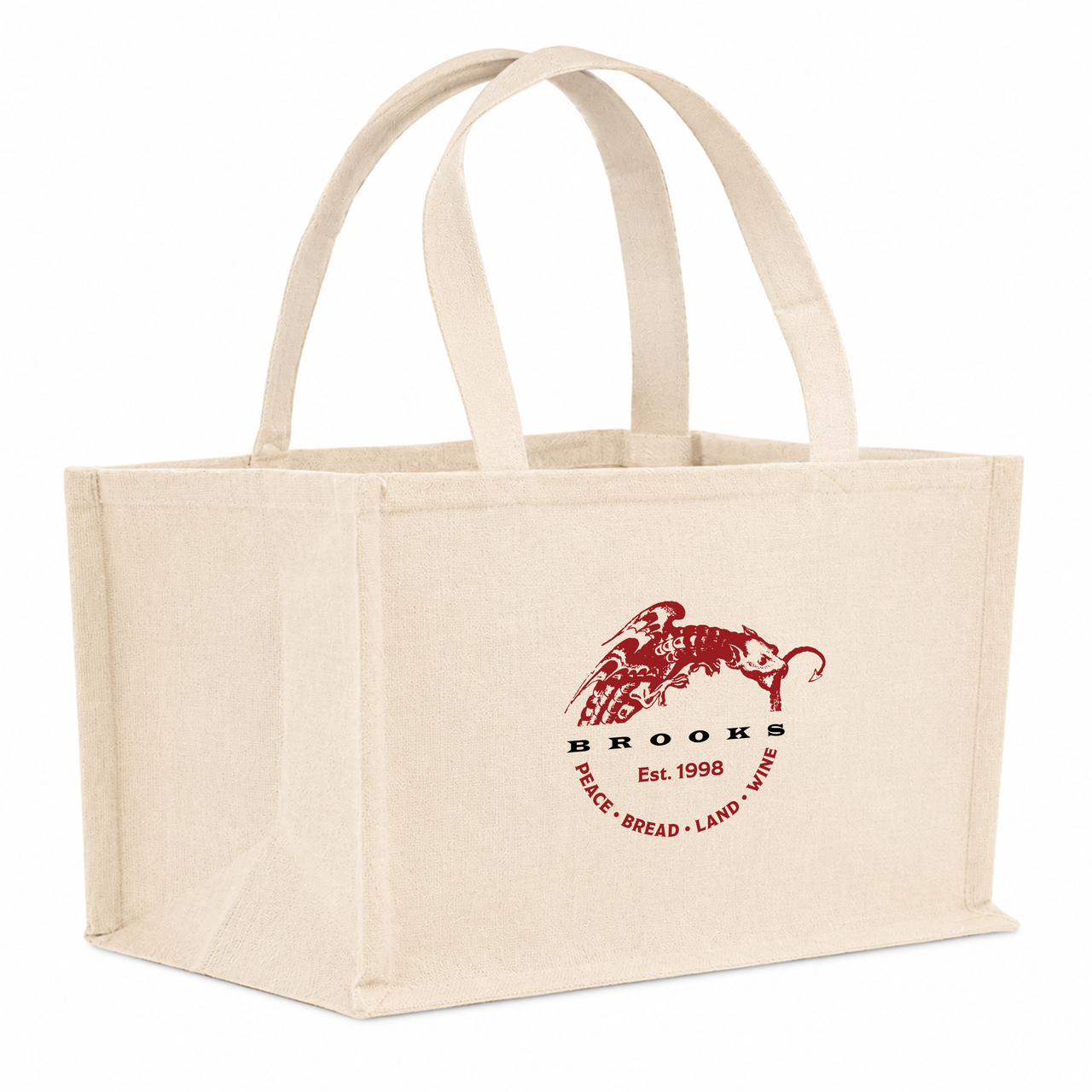 2-Bottle Horizontal Heavy Cotton Canvas Tote