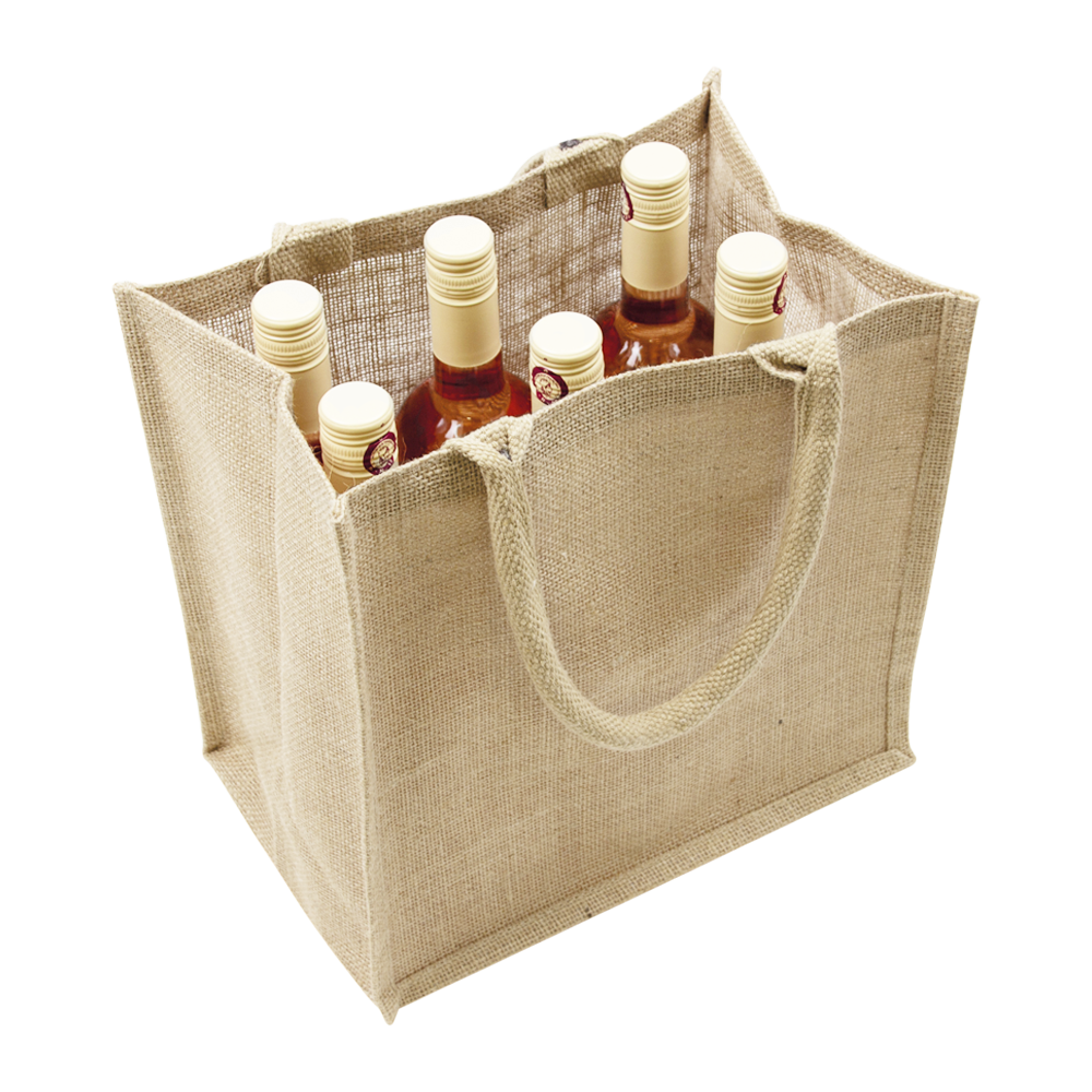6-BOTTLE JUTE WINE TOTE
